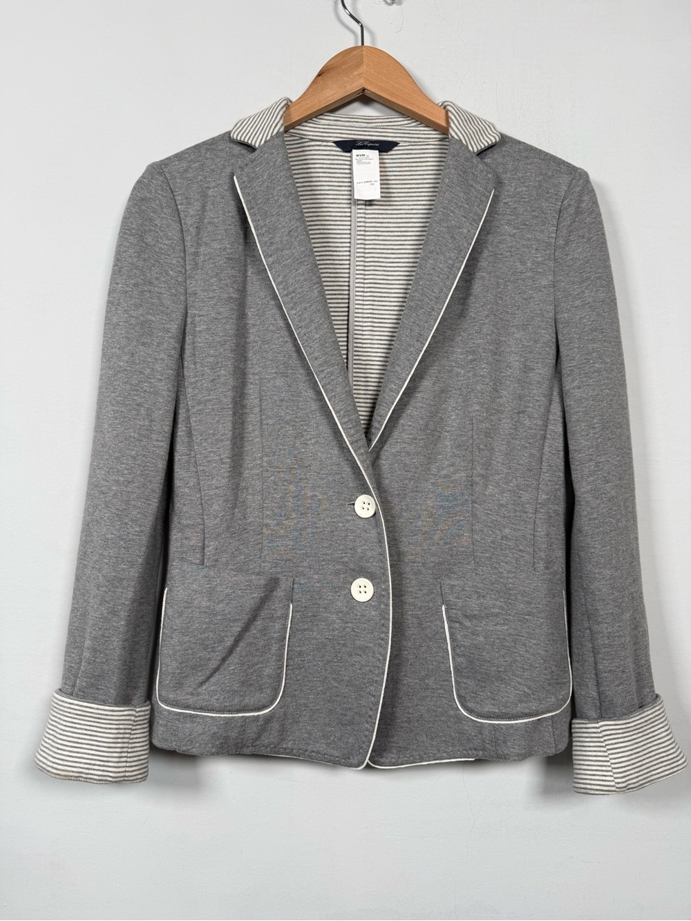 Les Copains Cotton Blazer White Piping, Size 44 (8/10) Excellent Condition.